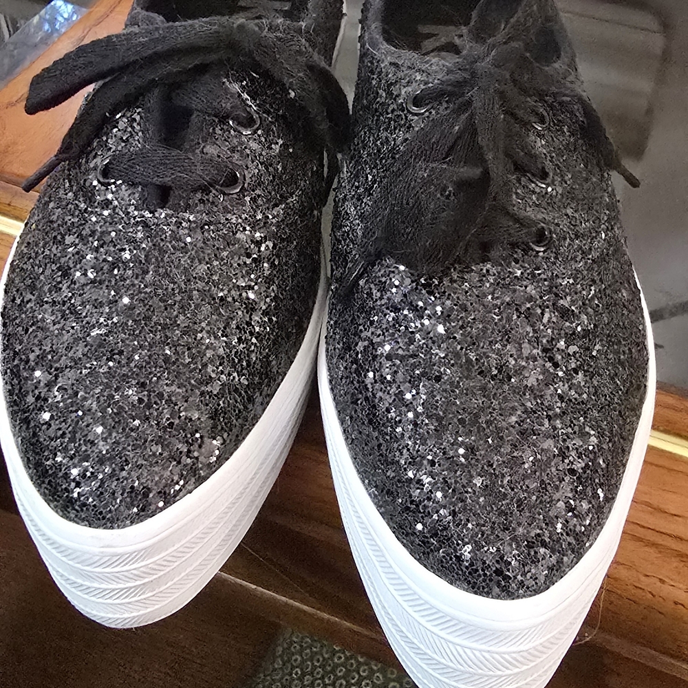 Keds Sparkly Black Sneakers with White Soles